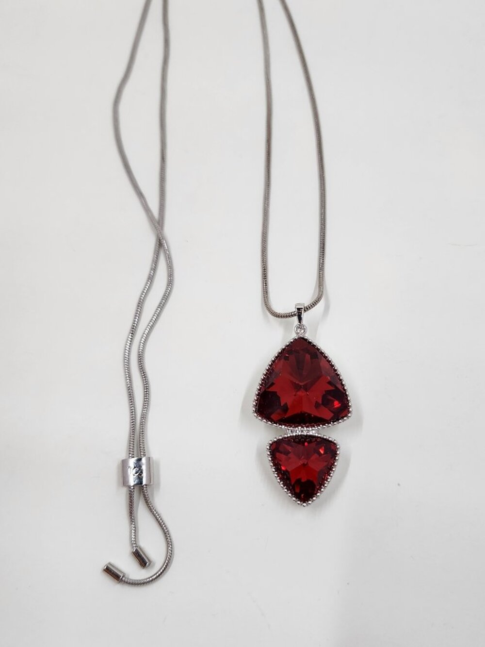 Touchstone Crystal Siam Triangular Pendant Necklace